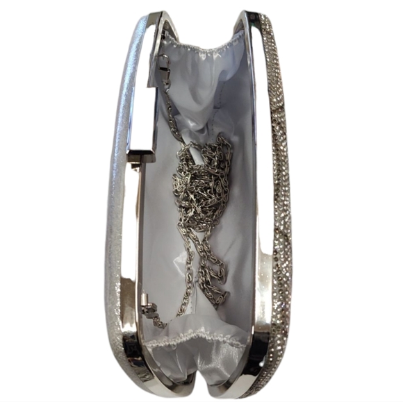 "Spider Web" Rhinestone & Silver Clutch/Crossbody - Picture 9 of 10